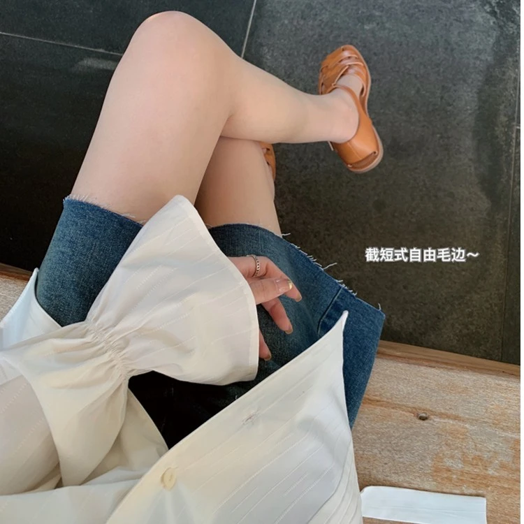 店内Top单品口碑绝梨花刺绣牛仔裤九分小直筒版型/五分短裤303KZ5