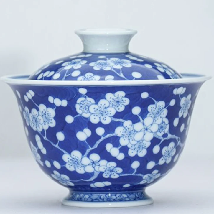 【晓隐柴窑】晓隐柴窑冰梅二才盖碗(写字)