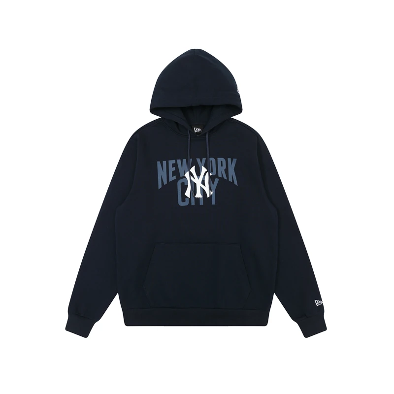 New Era MLB系列 纽约洋基队 印花连帽套头卫衣男女同款 深蓝色