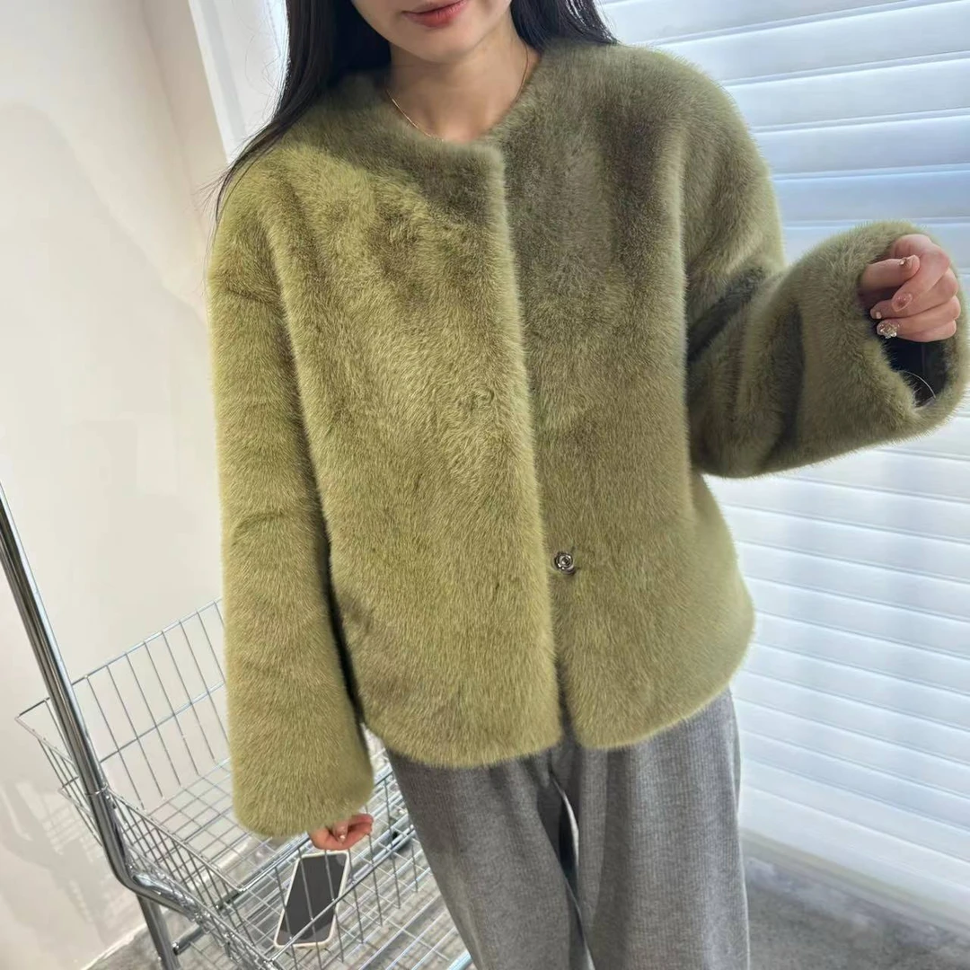 海宁女士外套短款2024秋冬韩版冬季气质网红时尚休闲百搭纯色