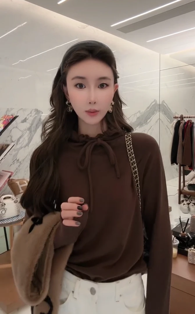 欧洲站 2024新款早秋欧货纯色长袖连帽卫衣女秋冬薄款帽衫上衣