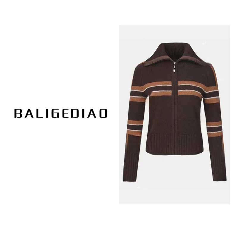 笆黎格调】青春派绵羊毛撞色针织衫23402