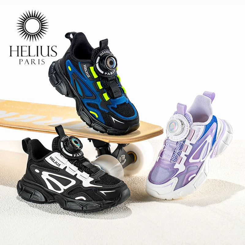 Helius赫利俄斯童鞋春秋季新款男女儿童旋转扣运动鞋子透气轻便