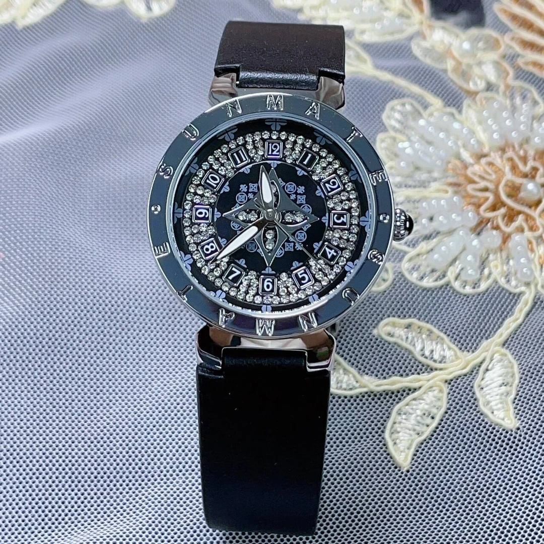 【宠粉】最新潮流黑色时尚石英指针夜光百搭逛街搭配送礼女士腕表