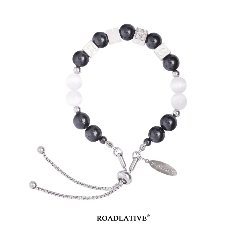 ROADLATIVE 925银仿珍珠手链 字母银珠珍珠情侣手链男手串女送礼