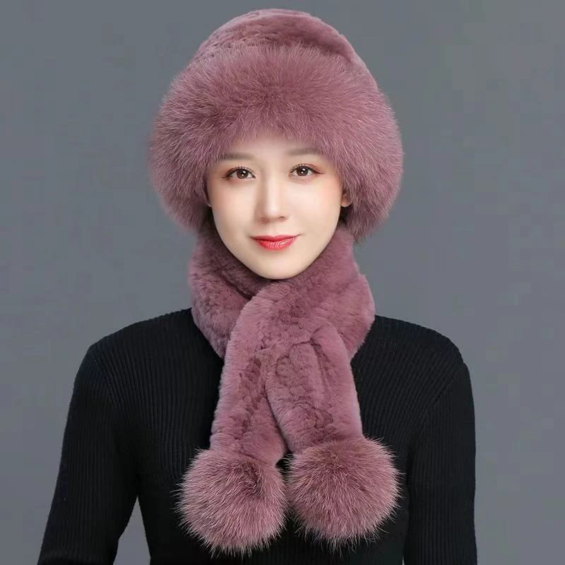 【时尚品质推荐】中老年帽女冬季保暖加绒加厚风雪帽妈妈礼帽围巾