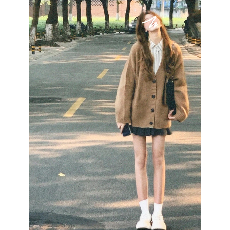 208#可盐可甜毛衣外套套装女秋冬季宽松慵懒风韩系穿搭学院风套装