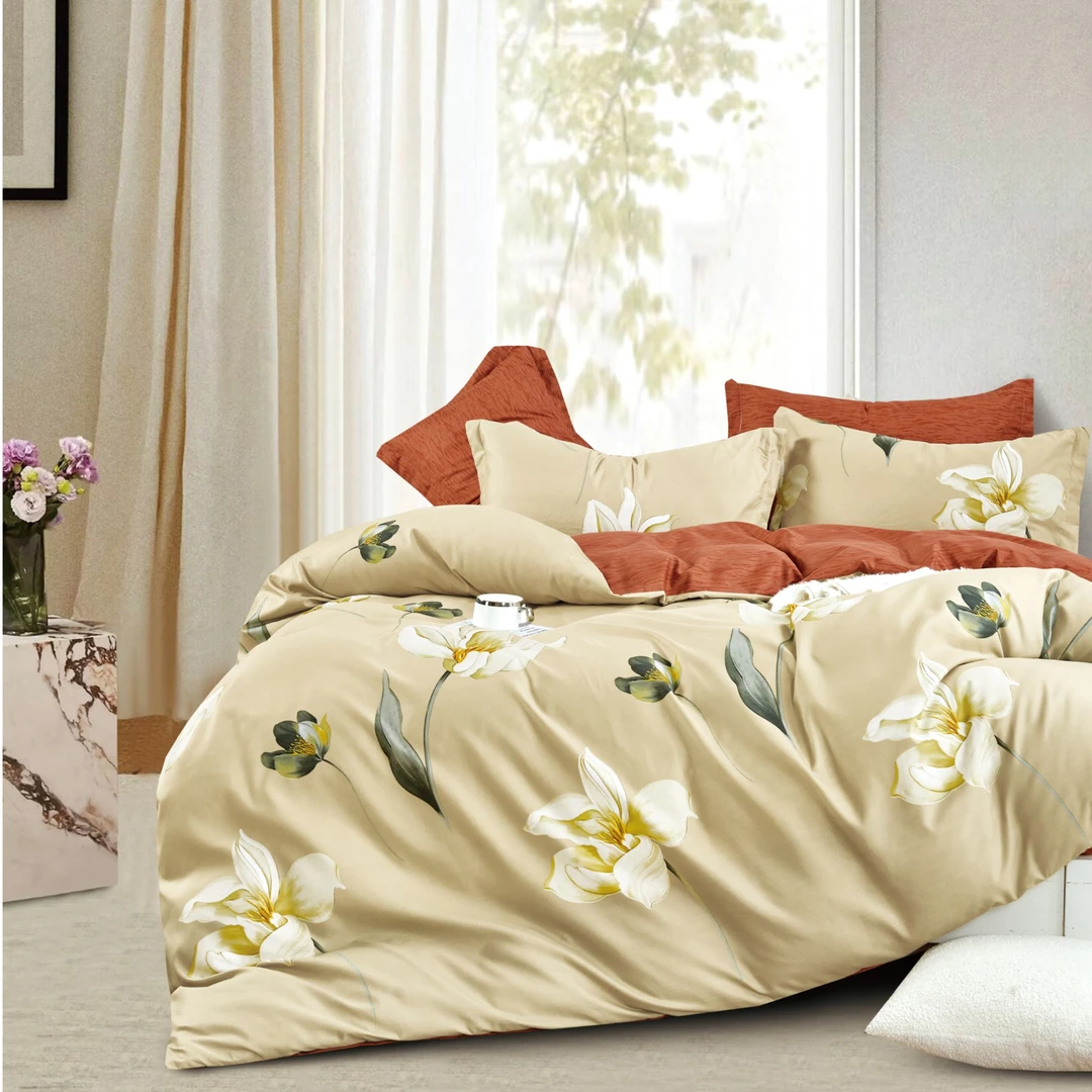 【花仙子三件套】高支高密水洗斜纹棉三件套