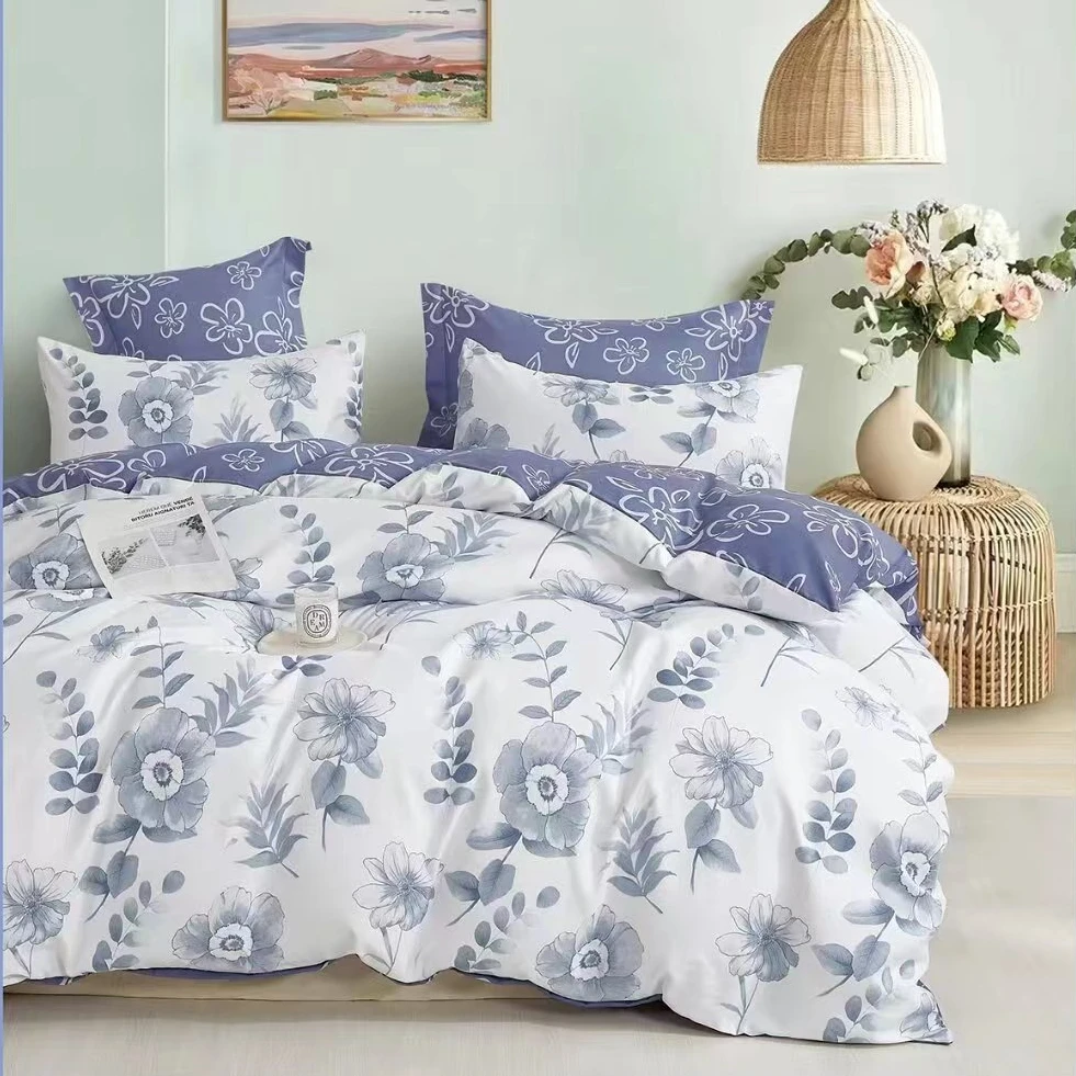 【清雅花语三件套】清雅花语高支高密水洗斜纹棉三件套