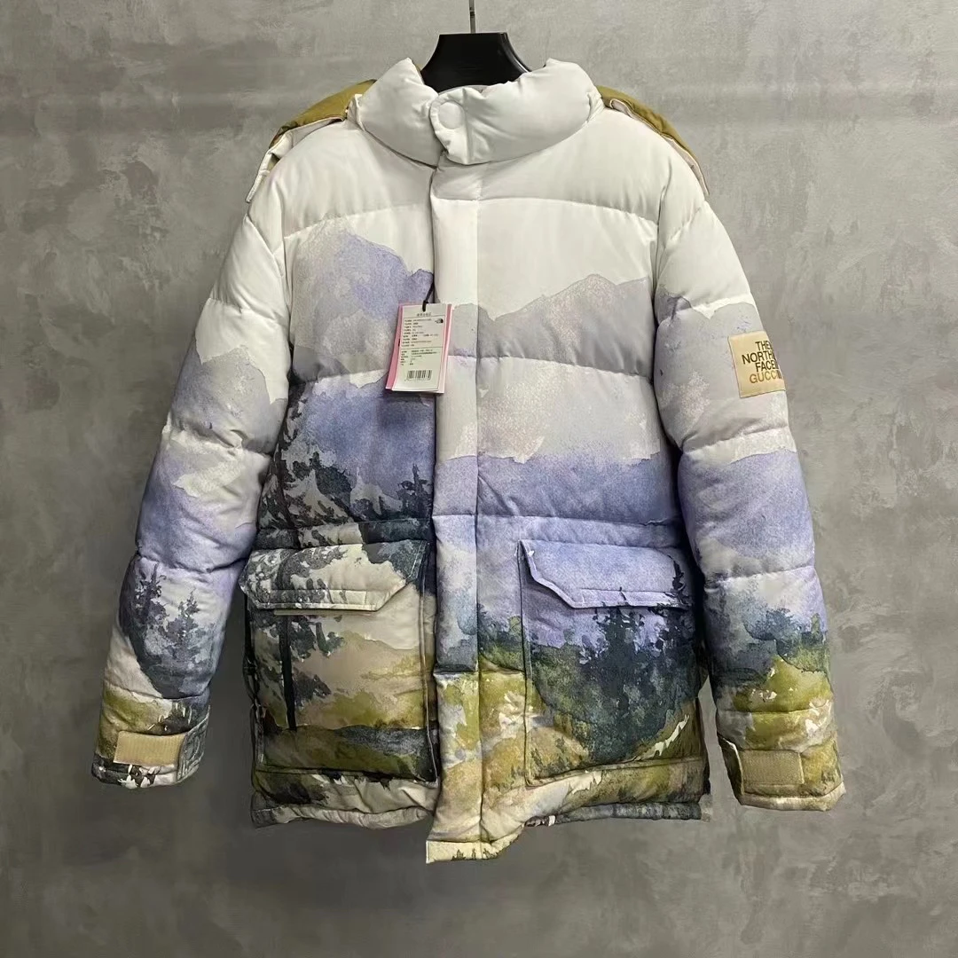 gucci the north face白色风景画印花图案logo羽绒服 /Xl/未使用