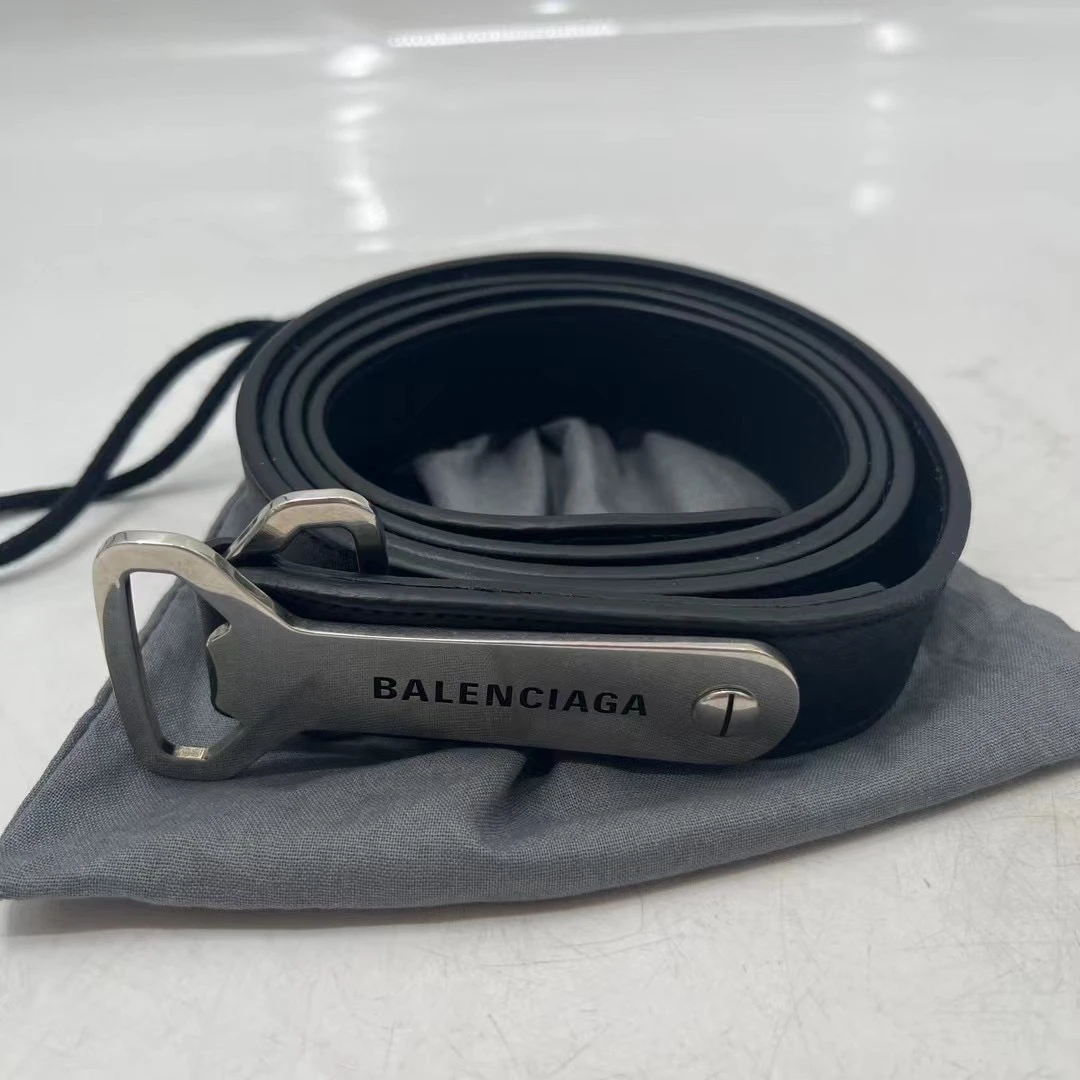 balenciaga 黑色起瓶器金属图案logo腰带 /未使用