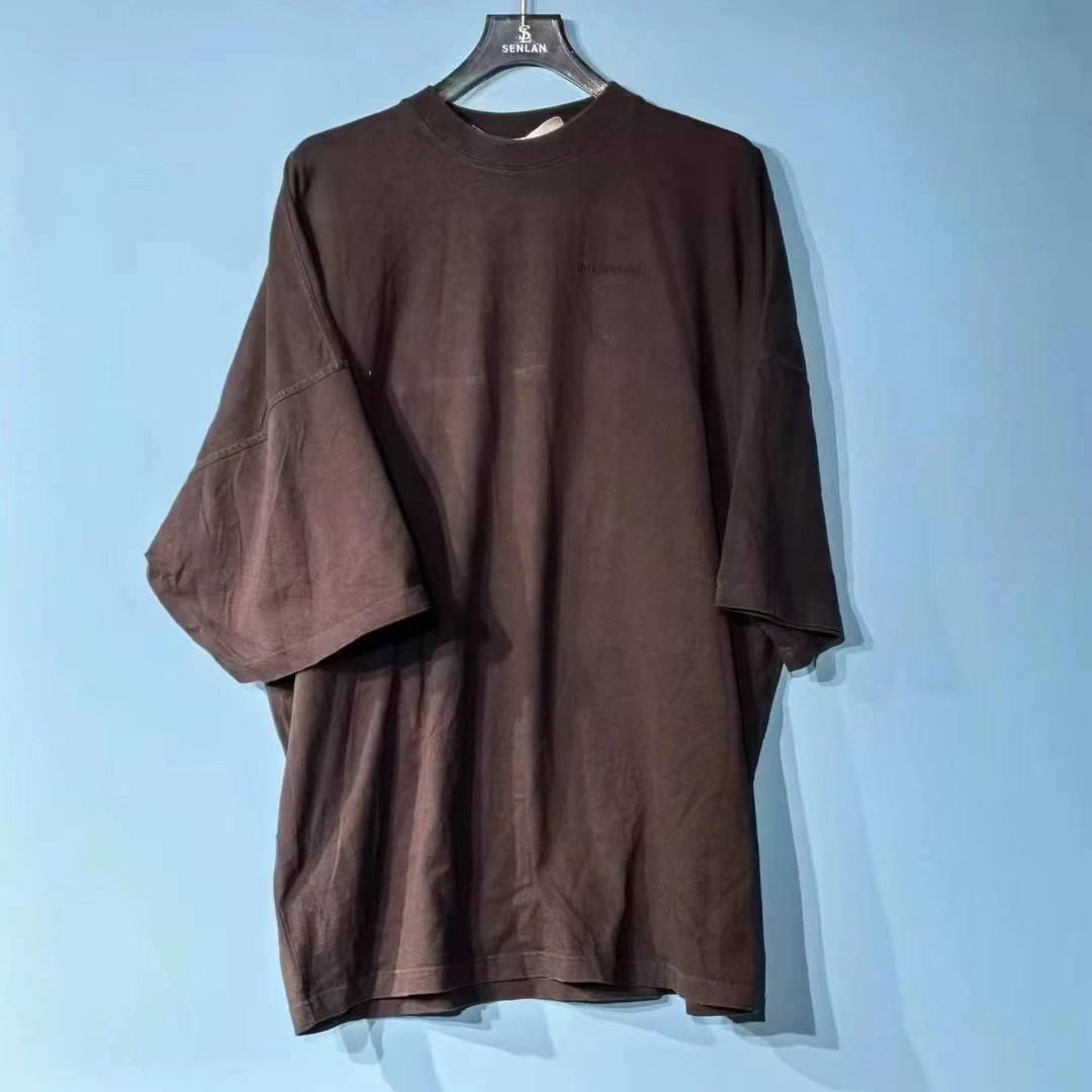 balenciaga 灰褐色刺绣图案logo短袖/xs/99新