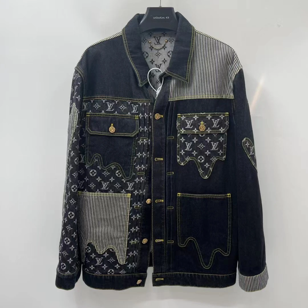 louis vuitton 二代nigo拼接老花满logo牛仔夹克 /46/99新