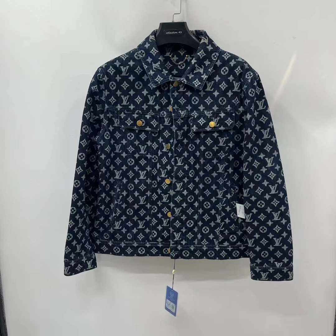 louis vuitton 蓝色pop店铺限定老花图案logo牛仔夹克/48/99新