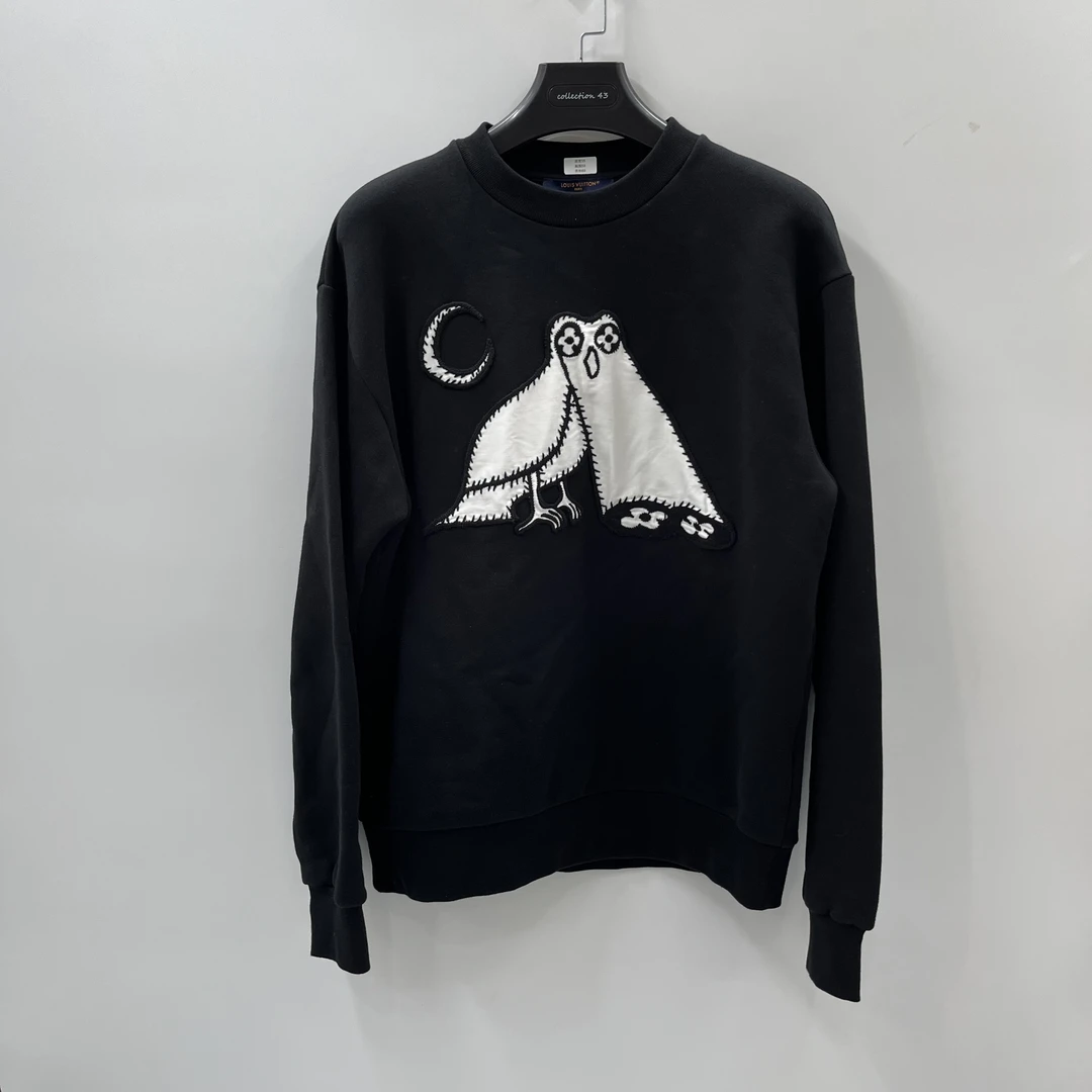 louis vuitton 23黑色猫头鹰印花图案logo毛衣 /l/未使用