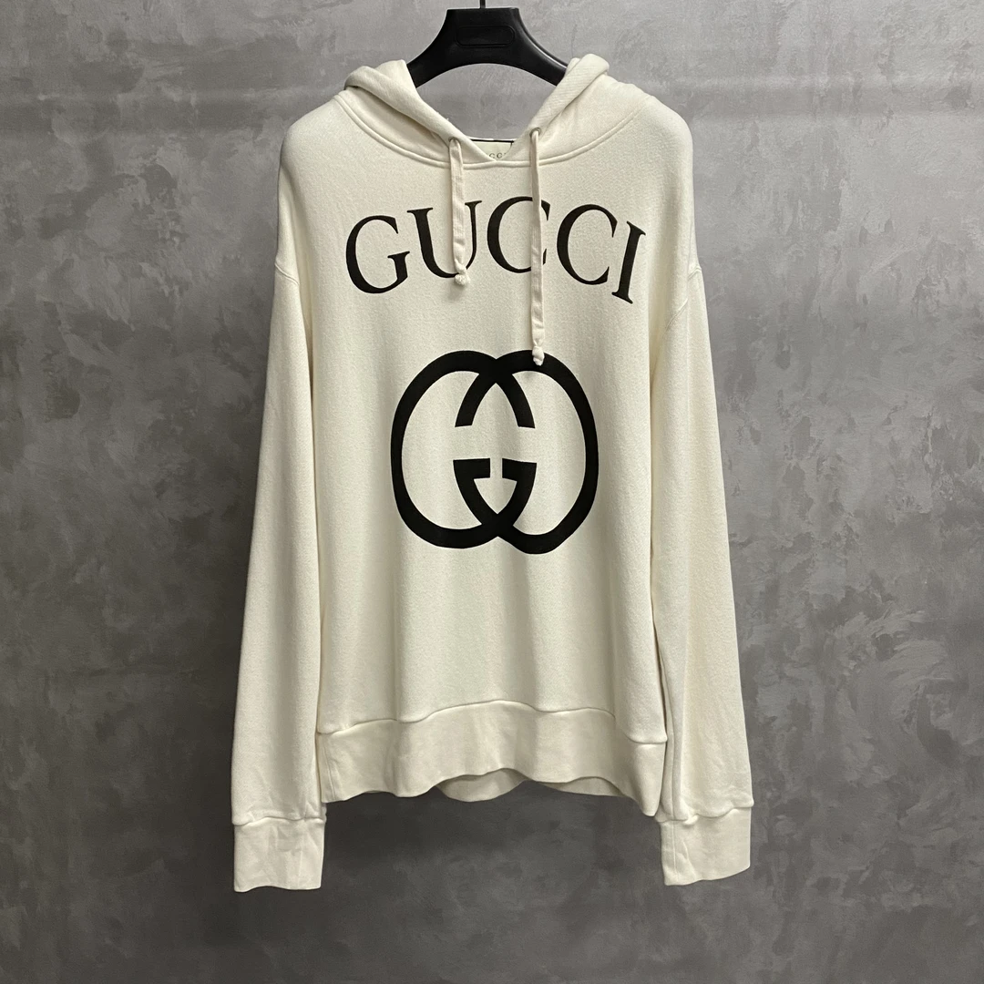 gucci 白色腰带印花图案logo帽衫 M/99新