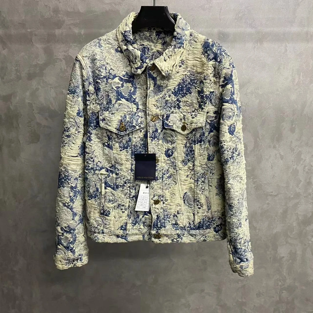 louis vuitton 23蓝色植物花卉logo牛仔夹克44/50/52/48未使用