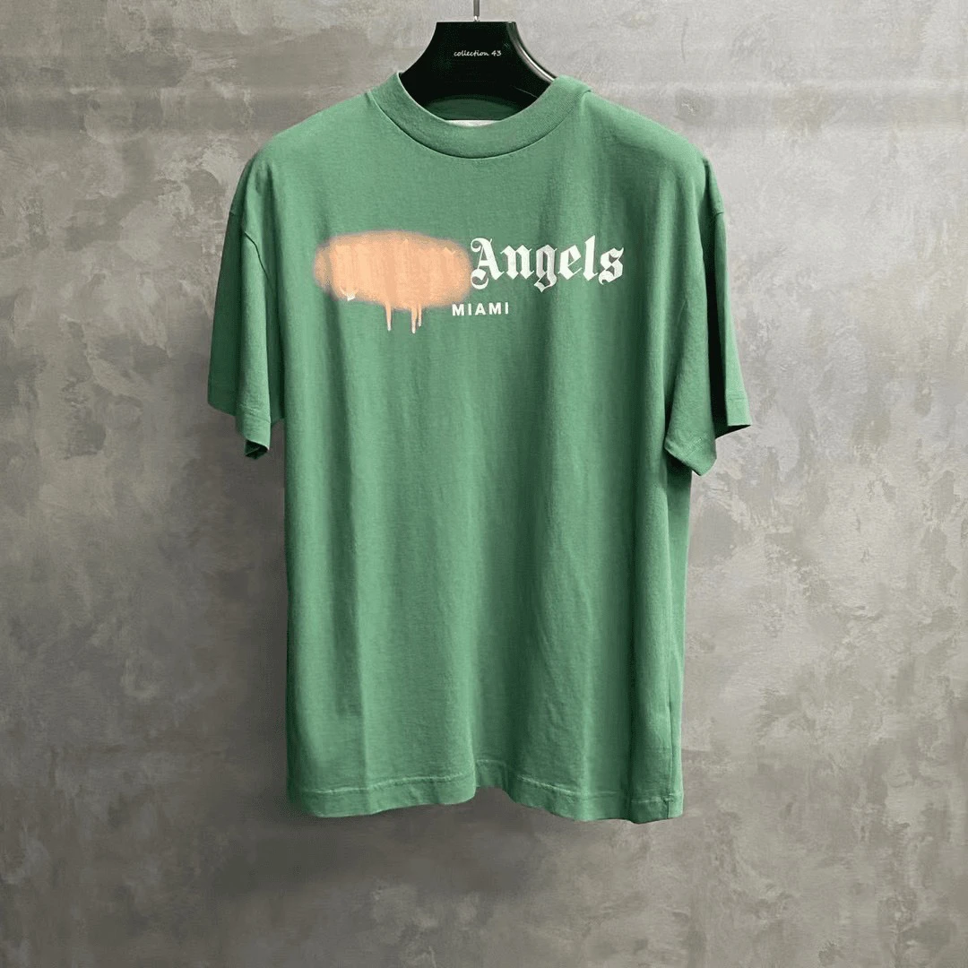 未使用 ZEGNA palm angels 绿色印花图案logo短袖/xl码