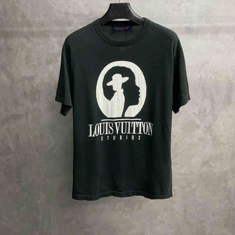 99新 LouisVuitton/路易威登 黑色人像针织图案logo短袖 S/