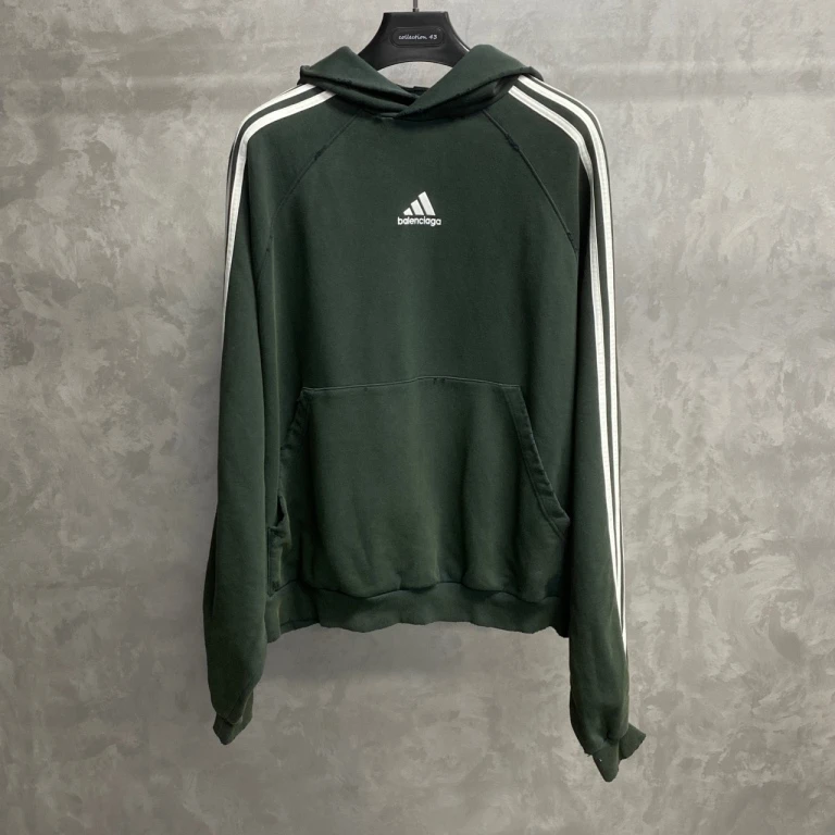 未使用 Balenciaga/巴黎世家 绿色刺绣图案logo帽衫1/