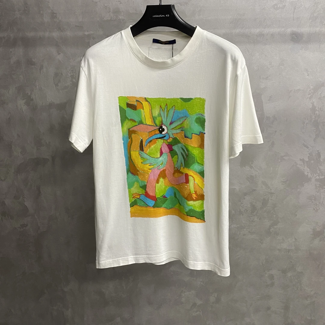 louis vuitton 白色漫画图案logo短袖 M/99新