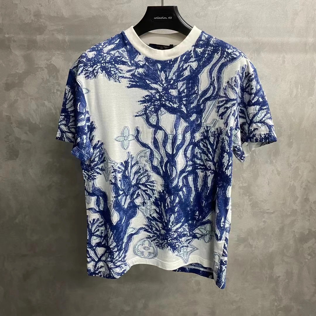 louis vuitton 23蓝色提花图案logo短袖 /S/99新