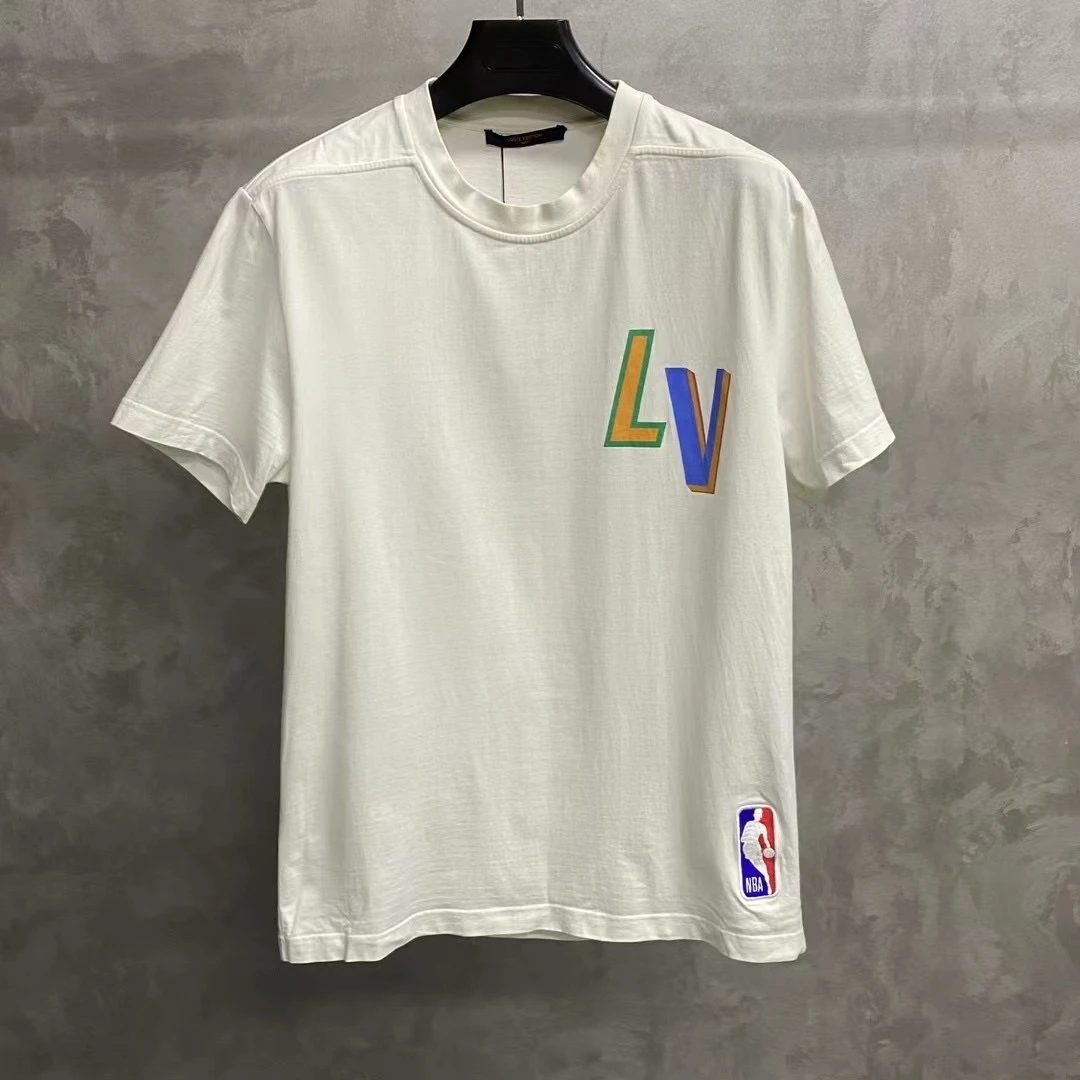 99新 LouisVuitton/路易威登 白色nba印花图案logo短袖/M码/