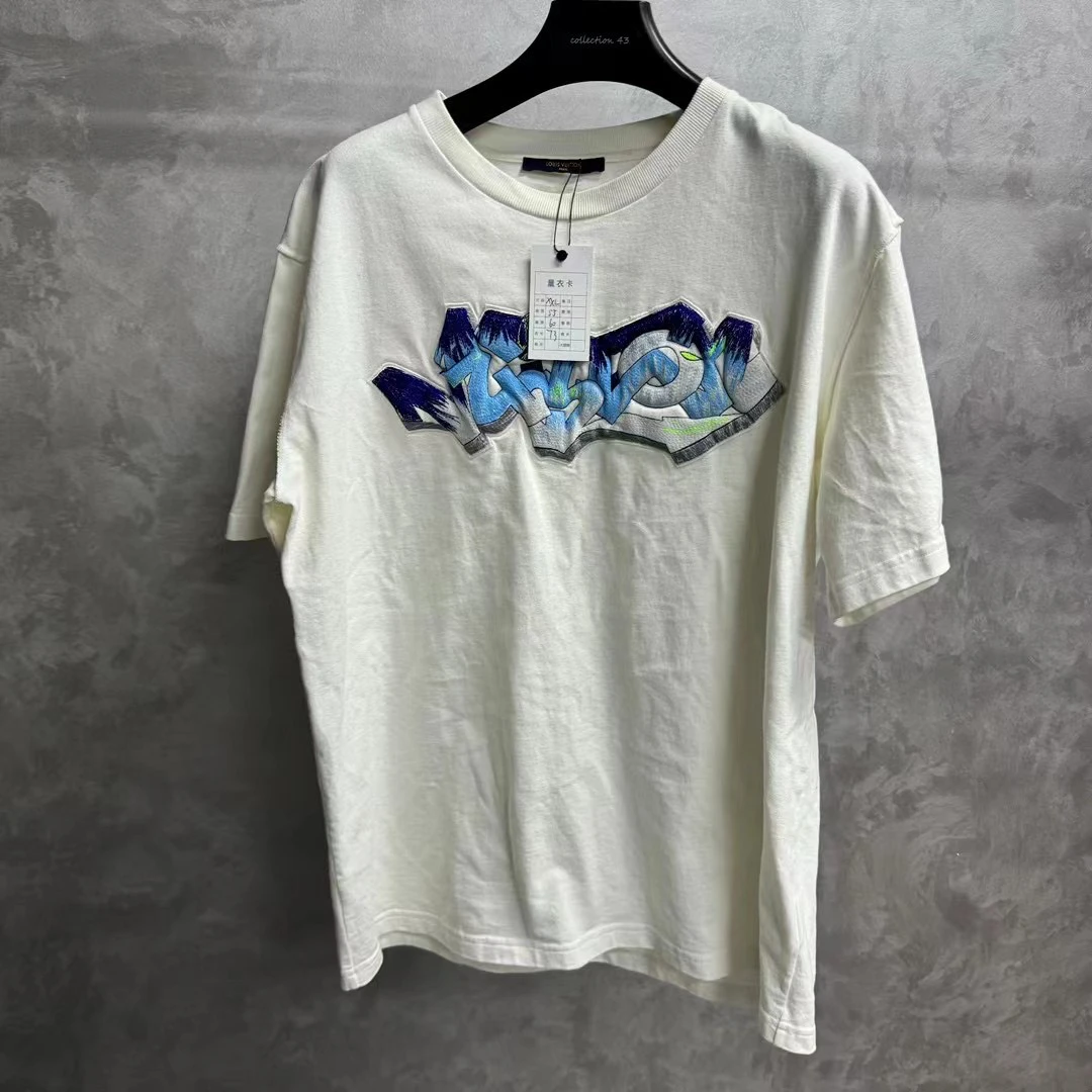 louis vuitton 白色冰淇淋刺绣图案logo短袖 /M/xxl/4L/99新