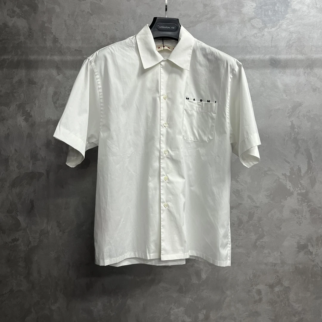 marni 白色印花图案logo短袖衬衫 44/99新