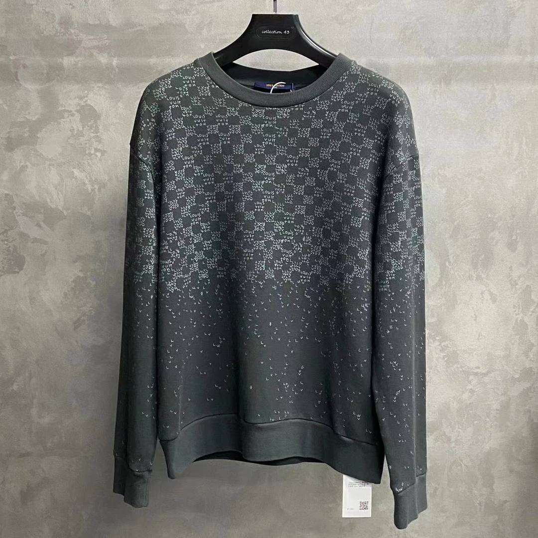 louis vuitton 黑灰色格纹印花图案logo卫衣 /l/未使用