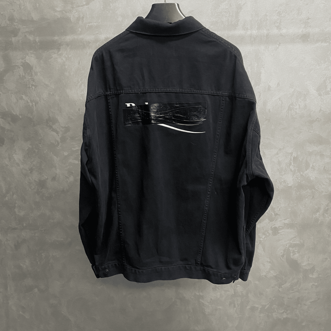 balenciaga 黑色胶带可乐印花图案logo牛仔夹克 1/2/未使用