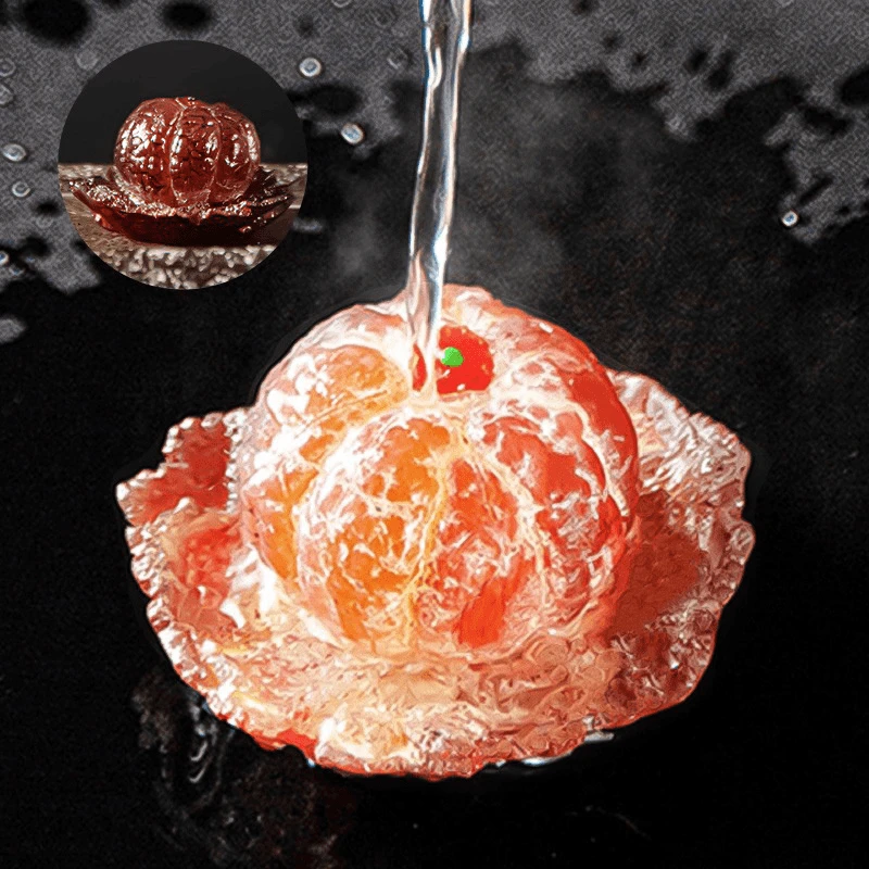 【瓷尚】变色柑橘盖置橘子茶宠可样精品冲水茶具茶道水果摆件茶玩