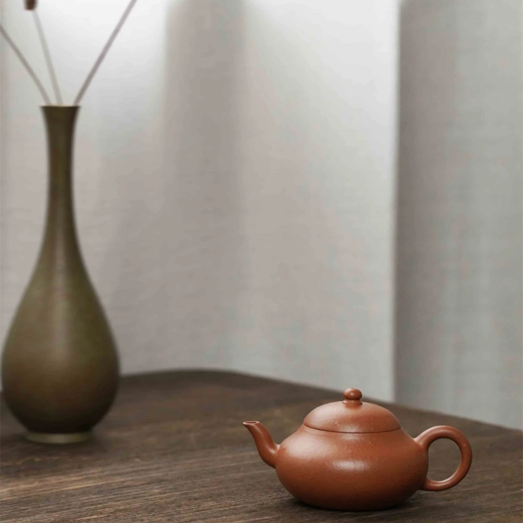 柿园-吴浩《梨形》朱泥调砂 150cc  紫砂壶（吴界明弟子）全手工制作