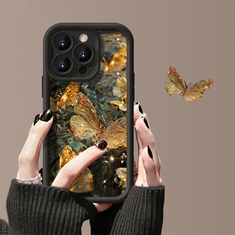 适用鎏金蝴蝶苹果手机壳iPhone华为VIVO小米OPPO网红硅胶ins女款