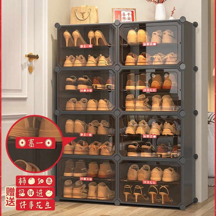 鞋柜收纳柜一体靠墙入户新款门外走廊储物柜家用室内玄关新款鞋架