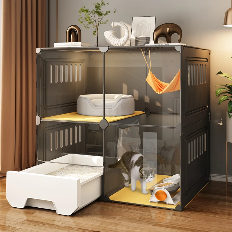 【透明带抽屉猫别墅】猫厕所猫砂盆一体家用室内不占地双层猫咪笼子