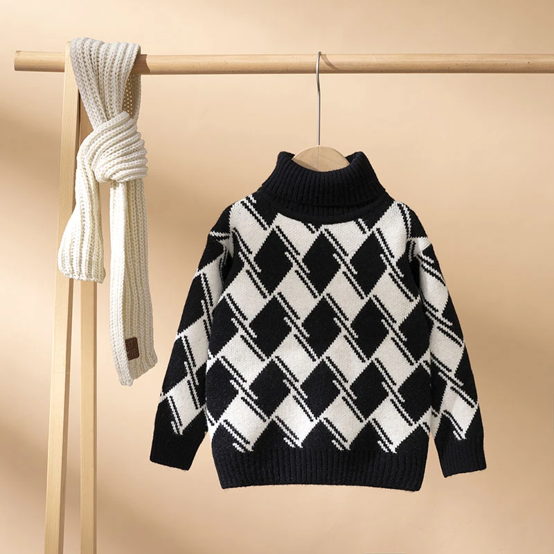 儿童高领毛衣男童加厚2024秋冬新款内搭打底衫小童针织衫外穿冬季