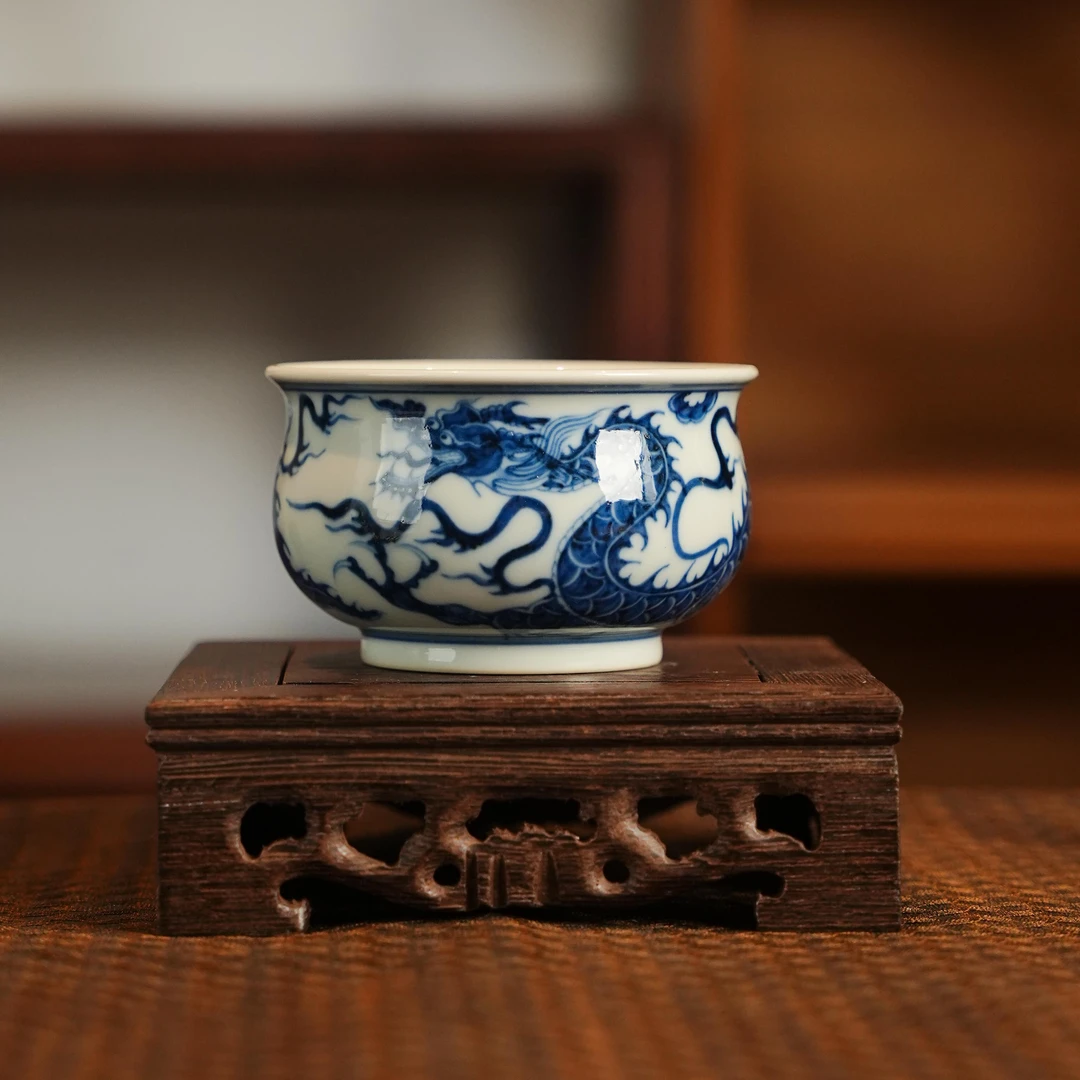 刘建锋窑仿元龙纹炉式杯主人茶杯高档