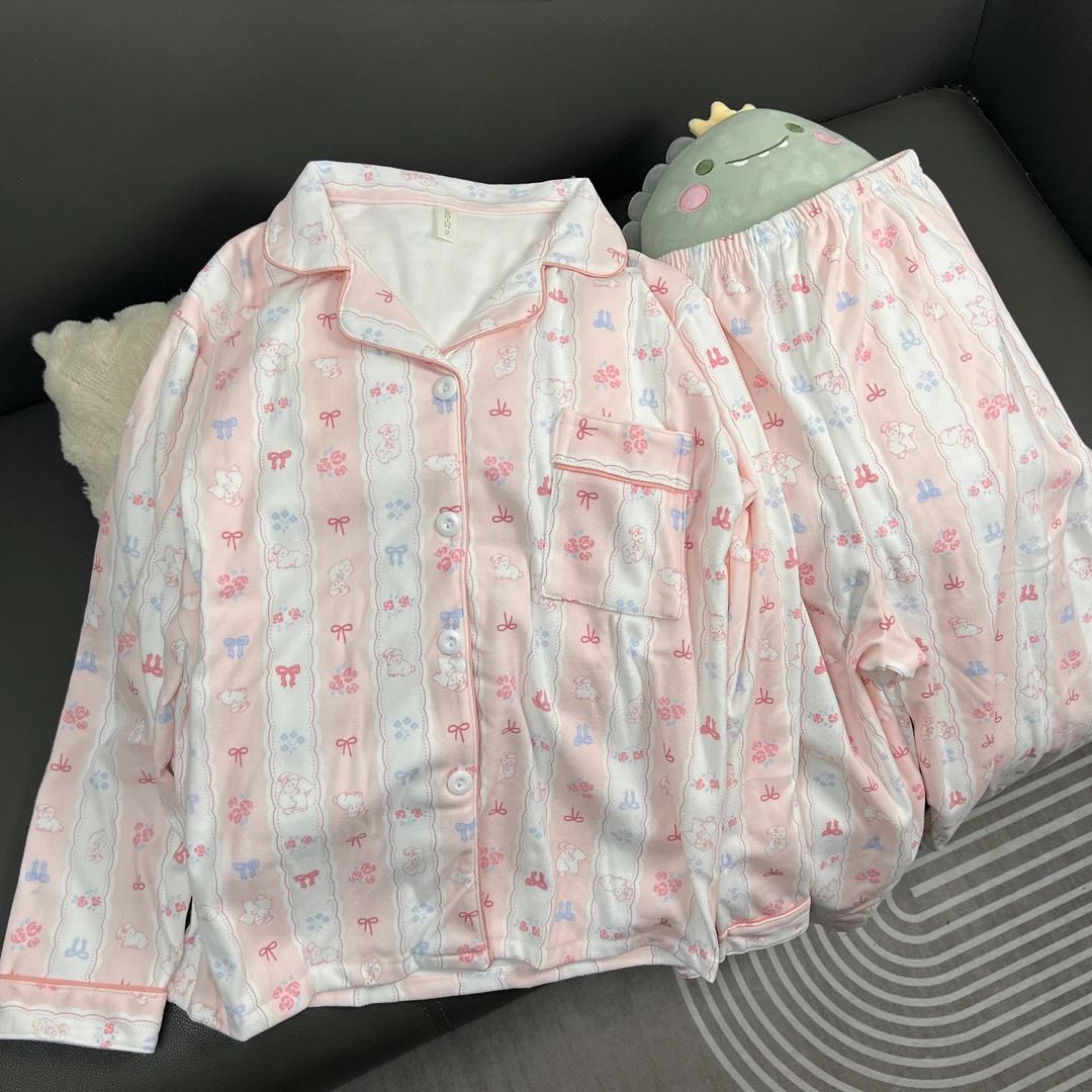 可爱德绒加厚睡衣女秋冬季2024年新款卡通甜美家居服套装可外穿