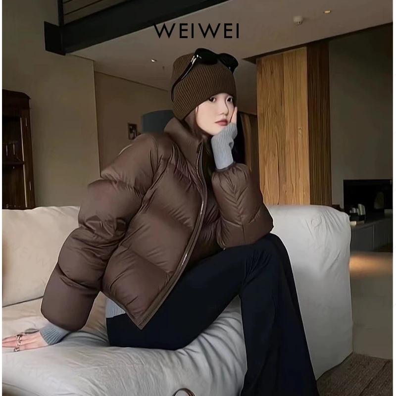 W&W90白鸭绒女短款春秋新款羽绒服白鸭绒肯豆面包服韩版保暖时尚