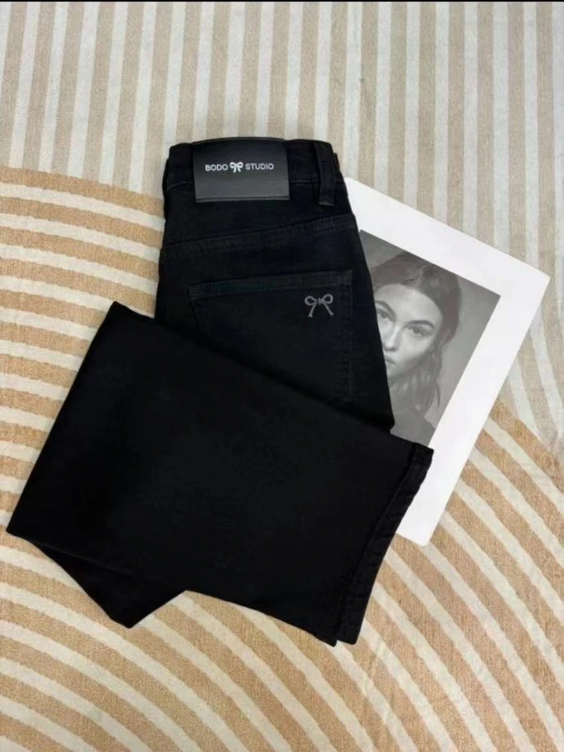 加绒加厚秋冬新款高腰窄版牛仔裤女显瘦直筒烟管裤女时尚百搭女款