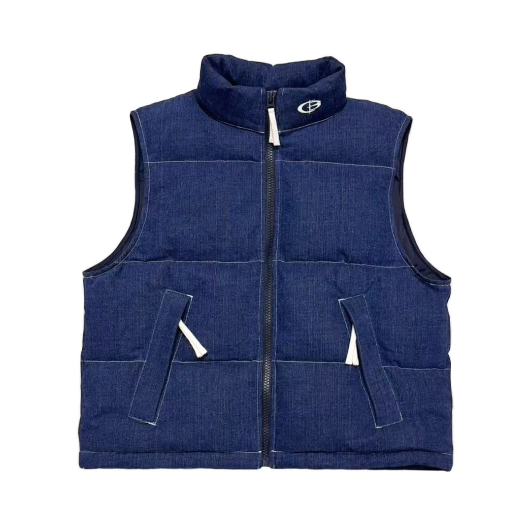 [M]蓝色大口袋Clogo立领加棉保暖百搭儿童加棉无袖外套（暖暖冬