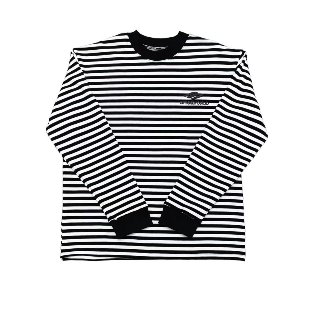 [MY]黑白条纹M字母圆领潮流秋冬时尚加绒儿童长袖卫衣（暖暖冬日