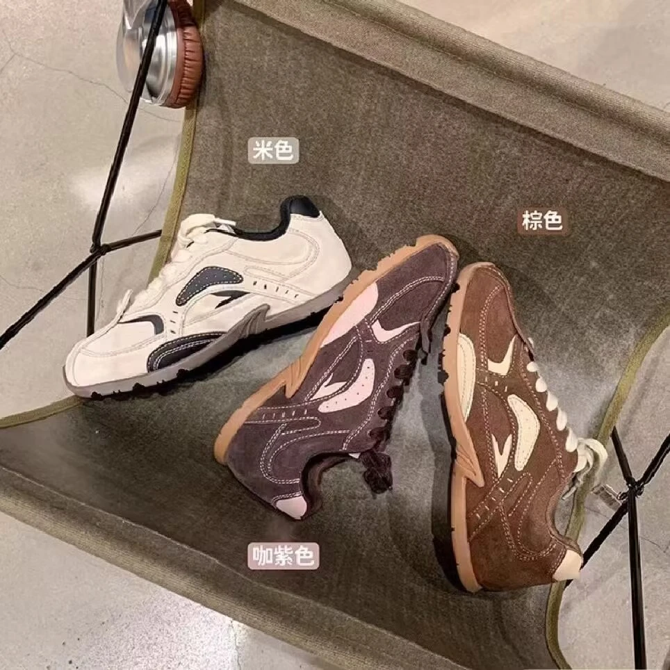 真皮！复古德训鞋女平底2024新款透气休闲运动阿甘鞋子百搭老爹鞋