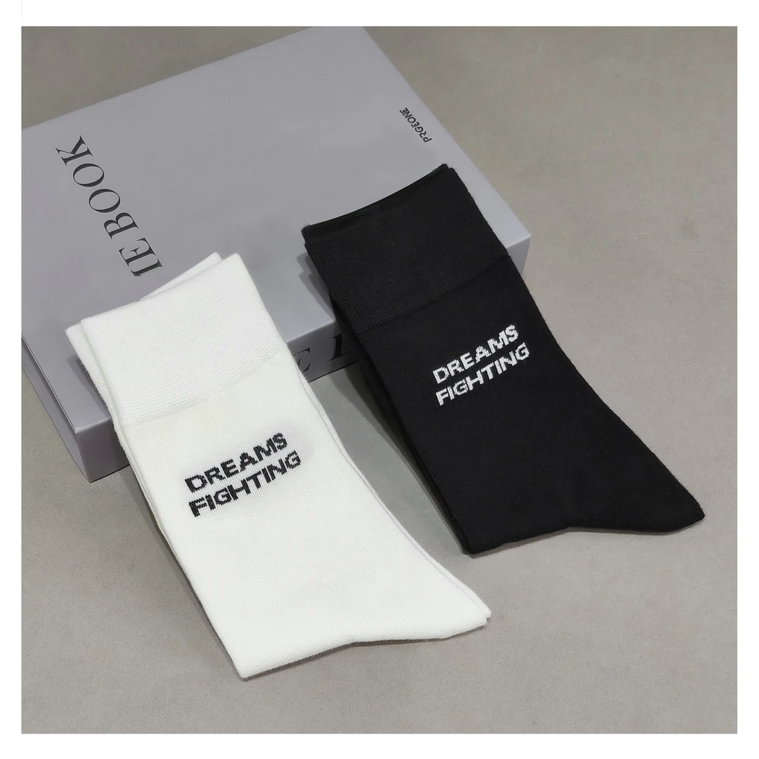 百搭简约秋冬潮流袜子中筒袜透气时尚字母休闲运动袜