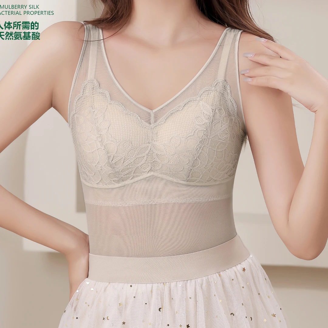 蕾丝吊带背心2025春夏季新款无钢圈润肤无痕塑身美背62227