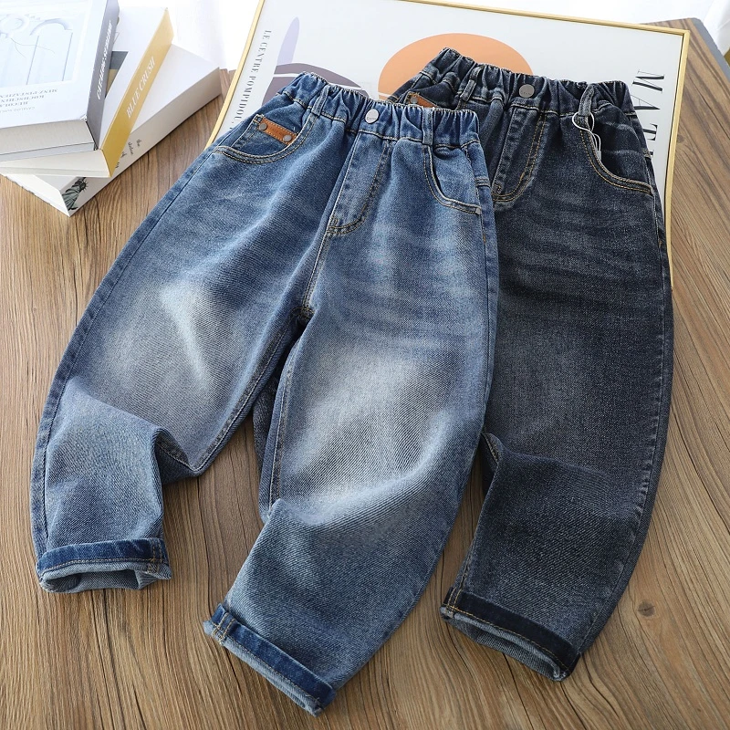 男童春秋牛仔裤2024新款儿童纯棉水洗宽松长裤子中大童萝卜裤单裤