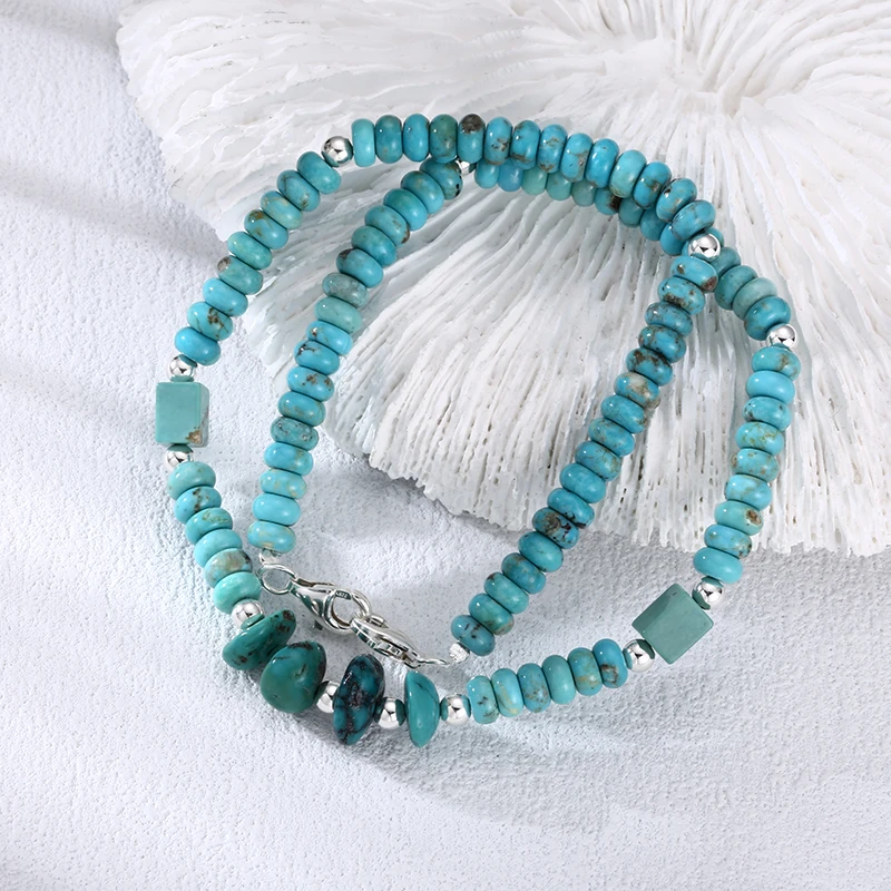 链子925银 绿色隔珠项链 流行长款毛衣链