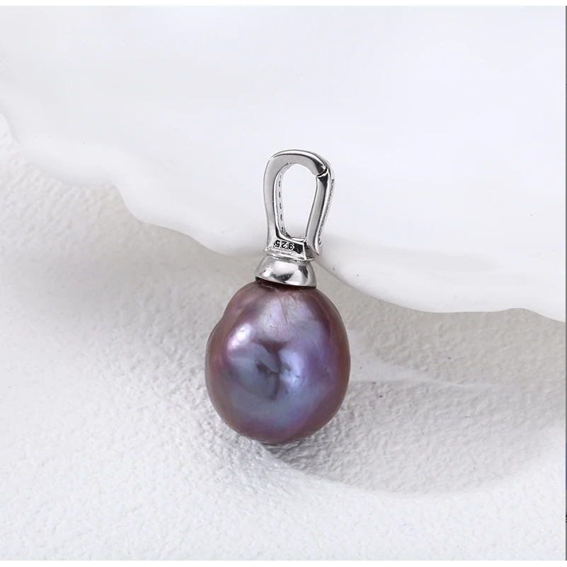 吊坠925银 紫色巴洛克吊坠 百搭项链流行挂坠