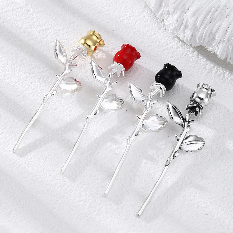 吊坠925银 简约流行玫瑰花吊坠 百搭项链流行挂坠